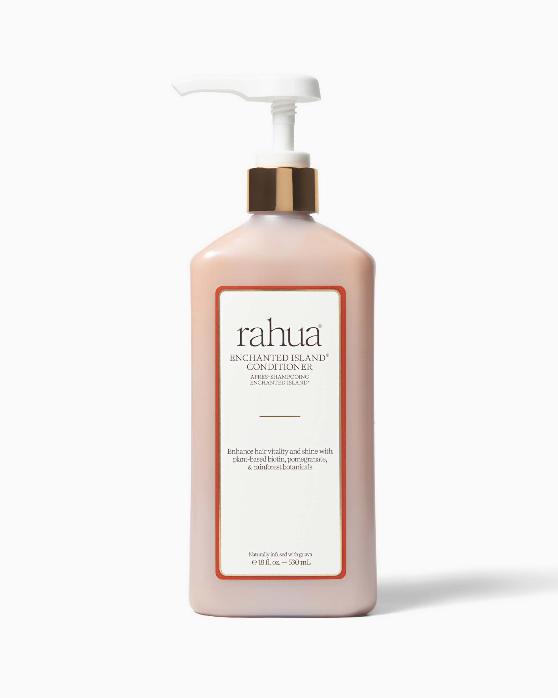 Bottle of rahua Enchanted Island conditioner on a white background|variant:16-oz