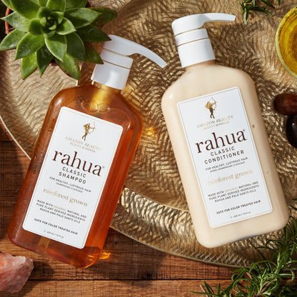 rahua classic shampoo and conditioner lush pumps with plant