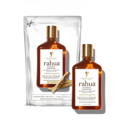 Rahua Classic shampoo refill pouch and bottle